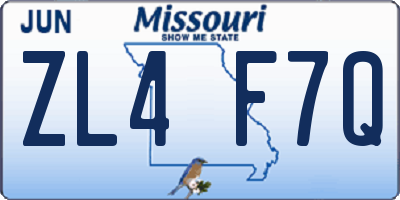 MO license plate ZL4F7Q