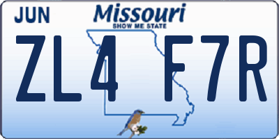 MO license plate ZL4F7R