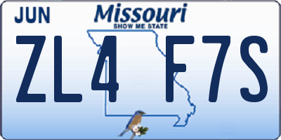 MO license plate ZL4F7S