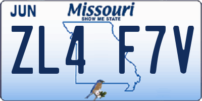 MO license plate ZL4F7V