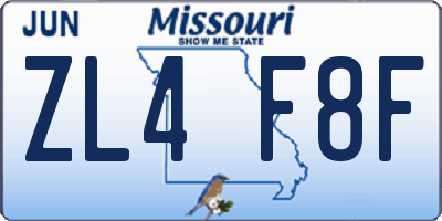 MO license plate ZL4F8F