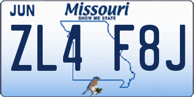 MO license plate ZL4F8J
