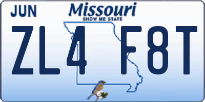 MO license plate ZL4F8T