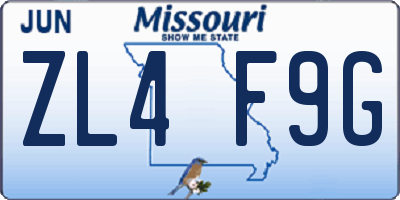 MO license plate ZL4F9G