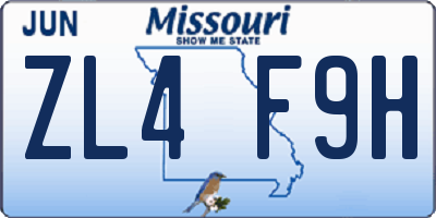 MO license plate ZL4F9H