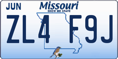MO license plate ZL4F9J
