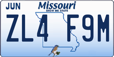 MO license plate ZL4F9M