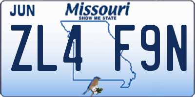 MO license plate ZL4F9N