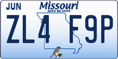 MO license plate ZL4F9P