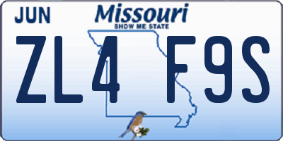 MO license plate ZL4F9S