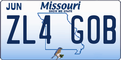 MO license plate ZL4G0B