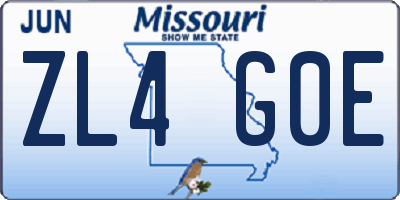 MO license plate ZL4G0E