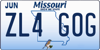 MO license plate ZL4G0G