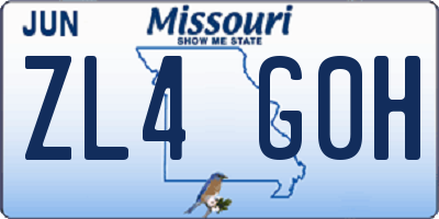 MO license plate ZL4G0H