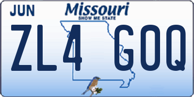 MO license plate ZL4G0Q