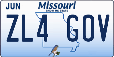 MO license plate ZL4G0V