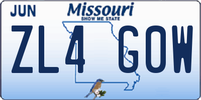 MO license plate ZL4G0W