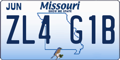 MO license plate ZL4G1B