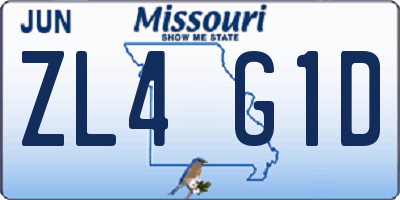 MO license plate ZL4G1D