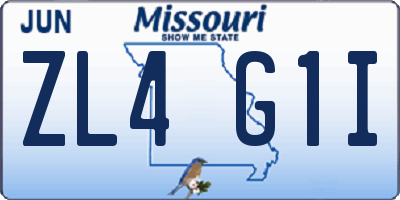 MO license plate ZL4G1I
