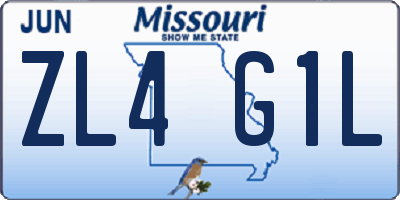 MO license plate ZL4G1L