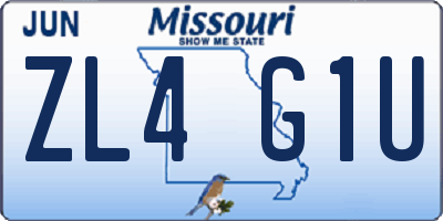MO license plate ZL4G1U