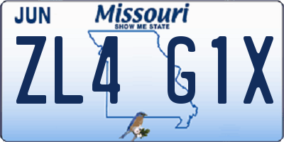 MO license plate ZL4G1X