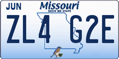 MO license plate ZL4G2E