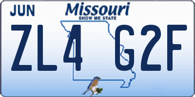 MO license plate ZL4G2F