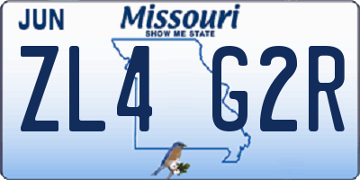 MO license plate ZL4G2R