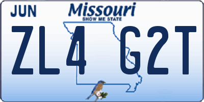 MO license plate ZL4G2T