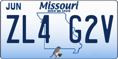MO license plate ZL4G2V
