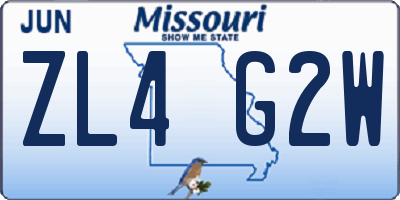 MO license plate ZL4G2W