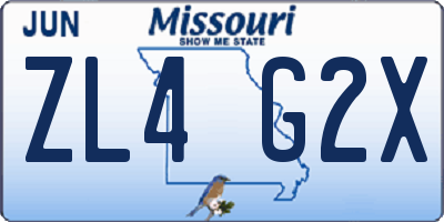 MO license plate ZL4G2X