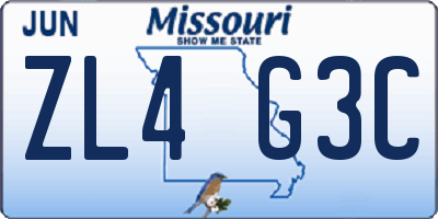 MO license plate ZL4G3C