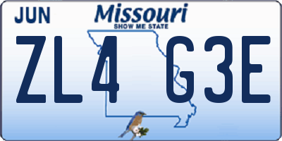 MO license plate ZL4G3E