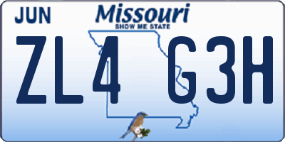 MO license plate ZL4G3H