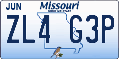 MO license plate ZL4G3P