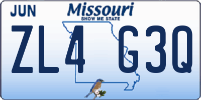 MO license plate ZL4G3Q