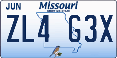 MO license plate ZL4G3X