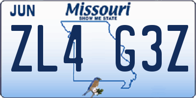 MO license plate ZL4G3Z