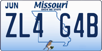 MO license plate ZL4G4B