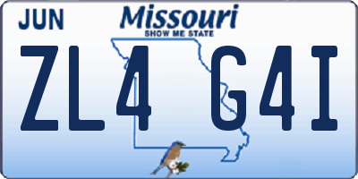 MO license plate ZL4G4I