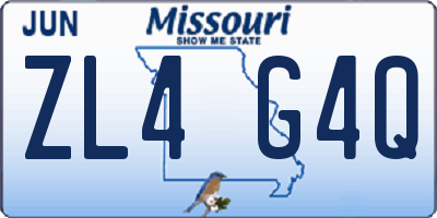 MO license plate ZL4G4Q