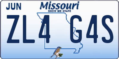 MO license plate ZL4G4S