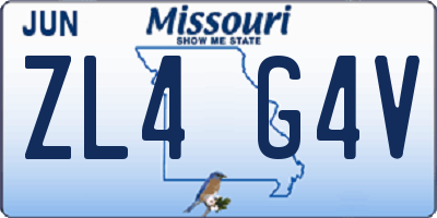 MO license plate ZL4G4V