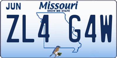 MO license plate ZL4G4W