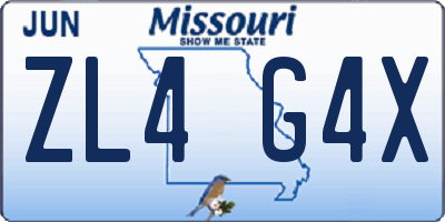 MO license plate ZL4G4X