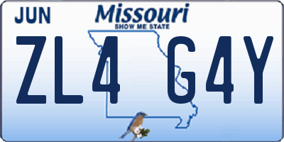 MO license plate ZL4G4Y