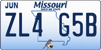 MO license plate ZL4G5B